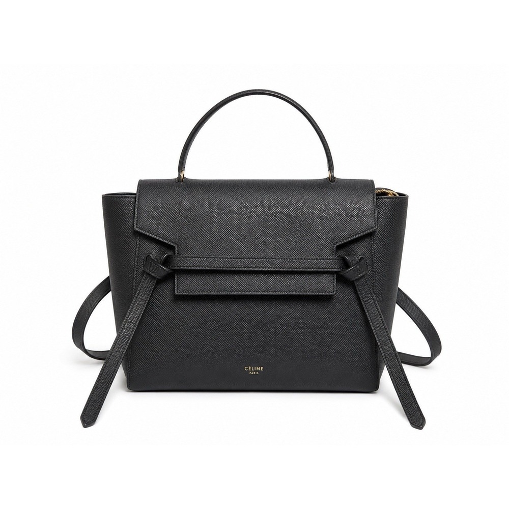 Celine Belt Bag Mini Black Leather Quiet Luxury Old Money‎ Chic Top Handle Italy